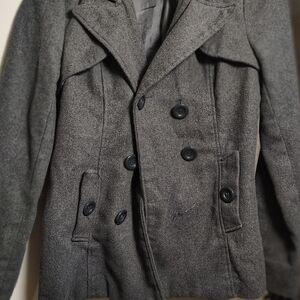 Ambiance Men's Double-Breasted Peacoat in Gray